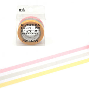 mt Trehari Washi Tape Cutter REFILL TAPE - Set A Orange Gray Pink