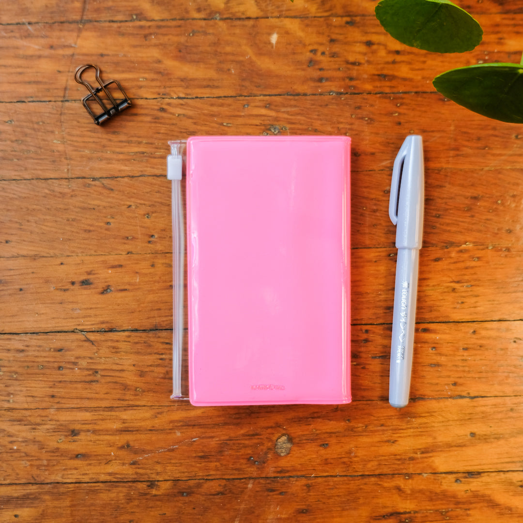 Mark's EDiT B7 Grid Notebook with Cover - Neon Pink
