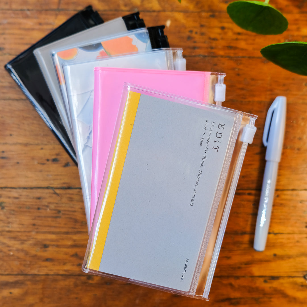 Mark's EDiT B7 Grid Notebook with Cover - Neon Pink