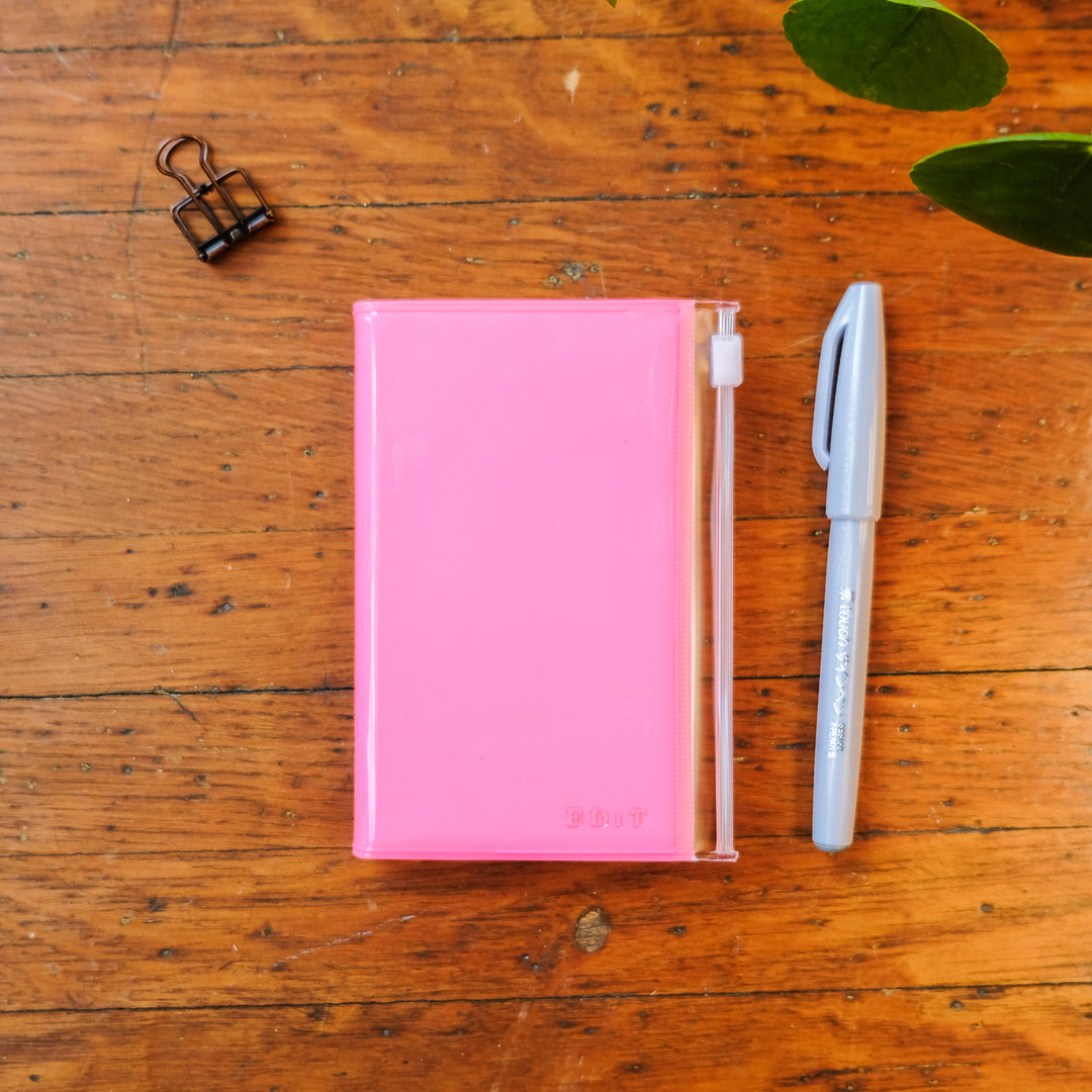 Mark's EDiT B7 Grid Notebook with Cover - Neon Pink