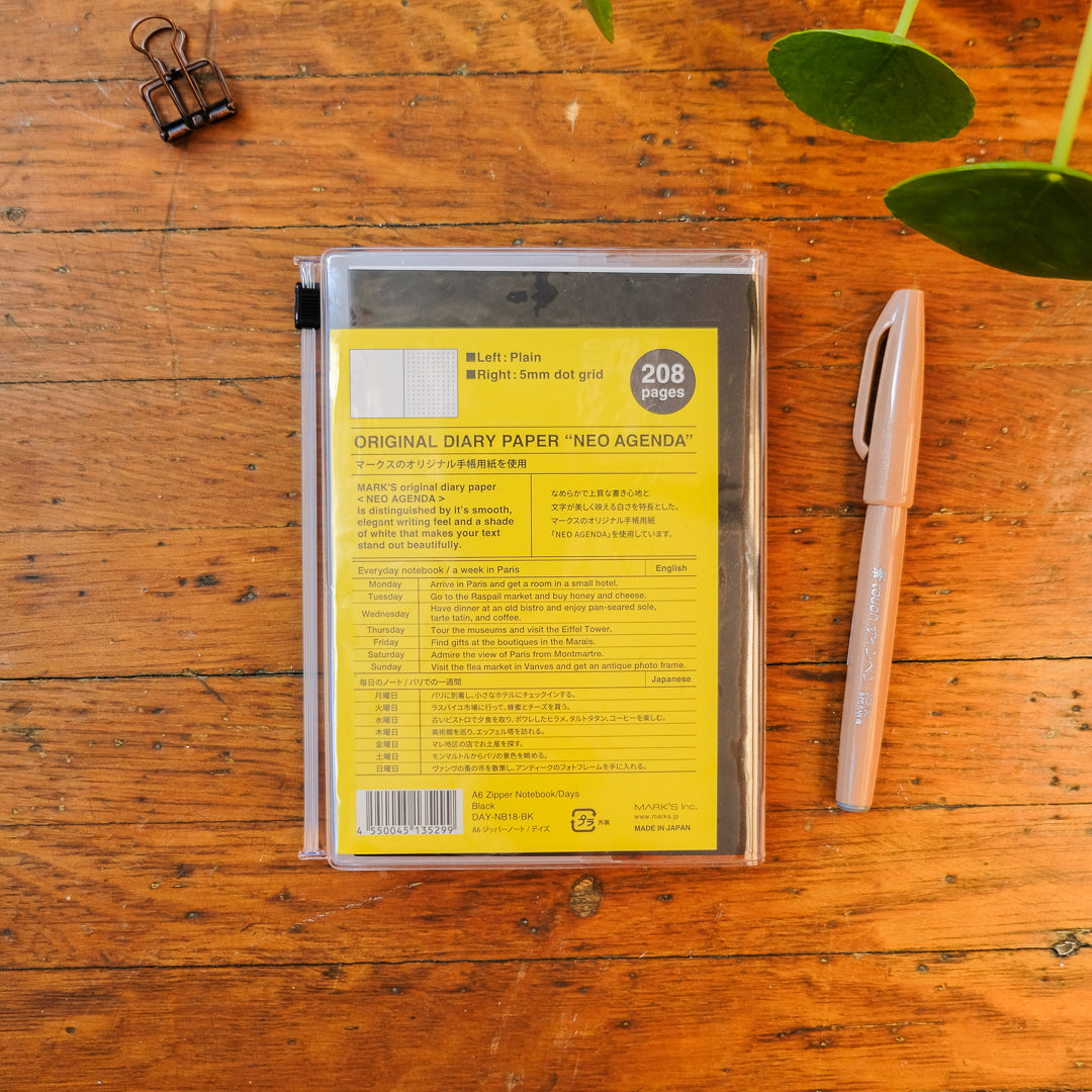 Mark's 2027  A6 Zipper Notebook/tous les jours: Black