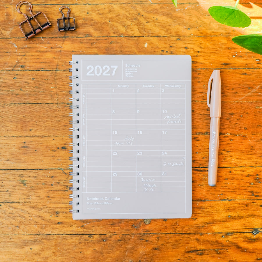 Mark's 2027 B6 Monthly Vertical Notebook Calendar (Jan - Dec 2027): Brown