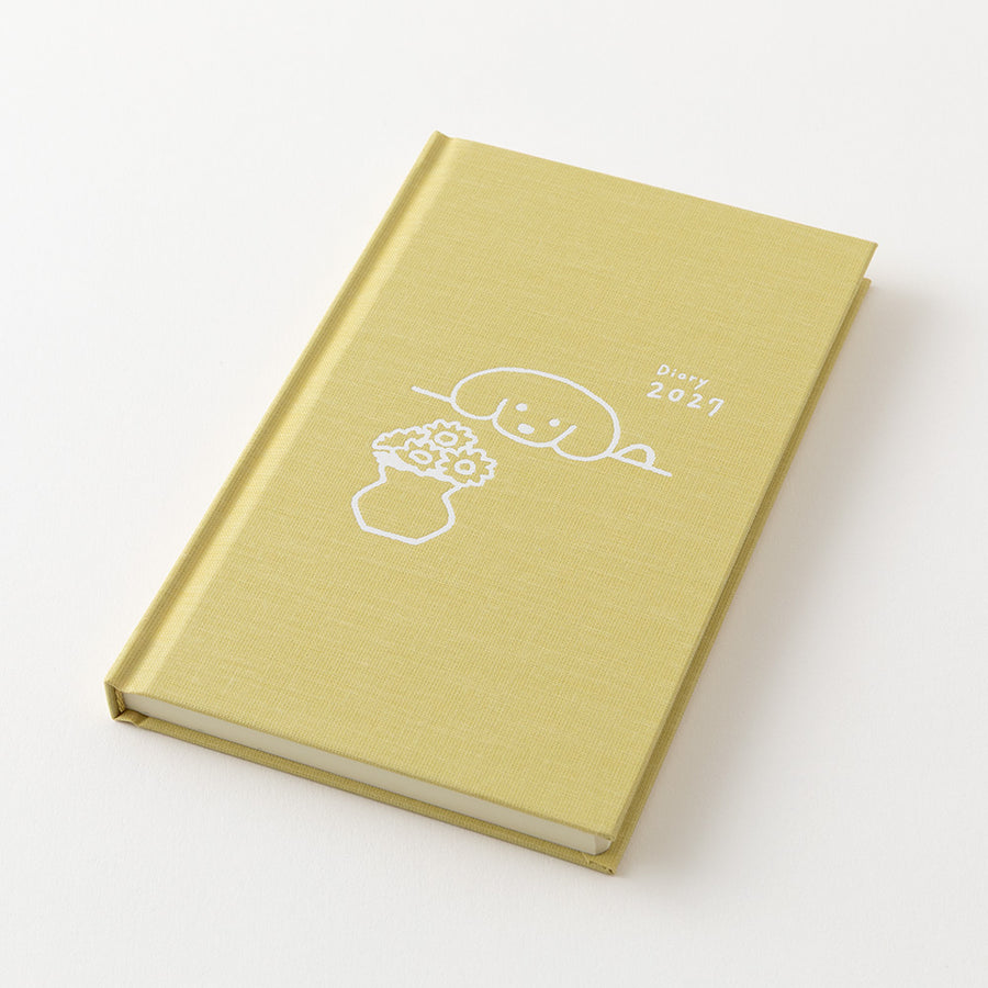PRE ORDER Midori 2027 Book Style Diary - Dog Yellow