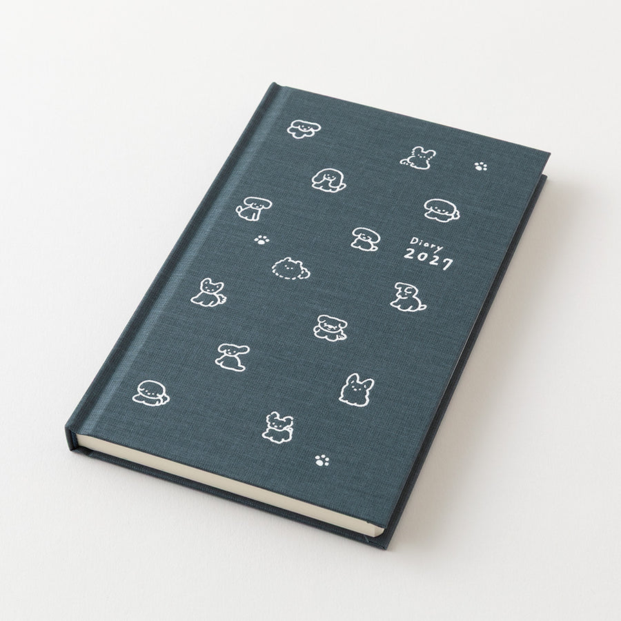 PRE ORDER Midori 2027 Book Style Diary - Dog  Navy