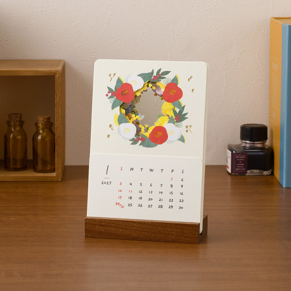 PRE ORDER Midori 2027 Laser Cut Stand Up Calendar - Flowers