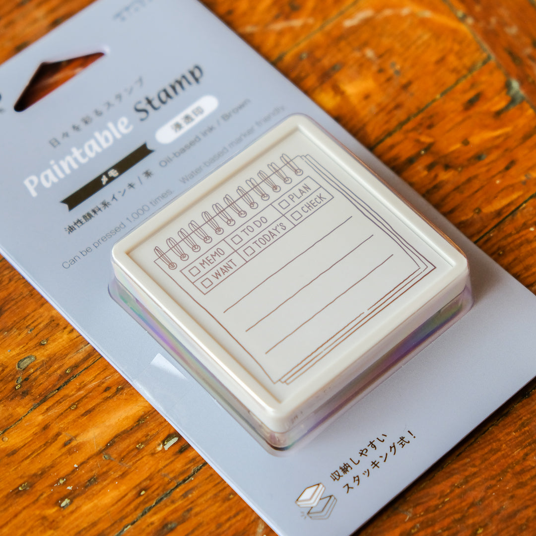 Midori Pre-Inked Paintable Stamp - Memo Brown