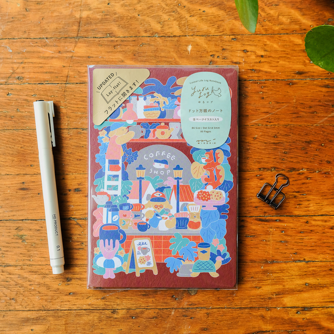 Midori Yuru Log B6 Notebook - Coffee Shop