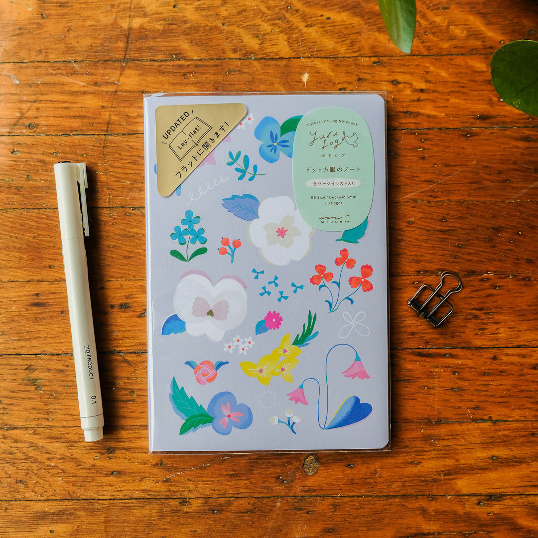 Midori Yuru Log B6 Notebook - Floral