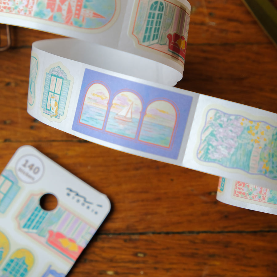 Midori Yuru Log Sticker Roll - Window Views