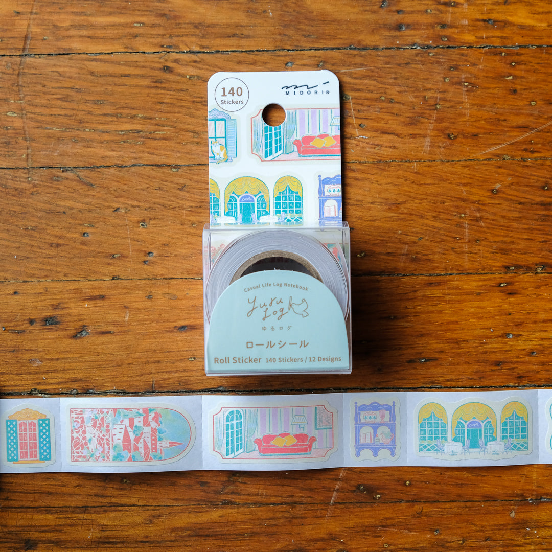 Midori Yuru Log Sticker Roll - Window Views