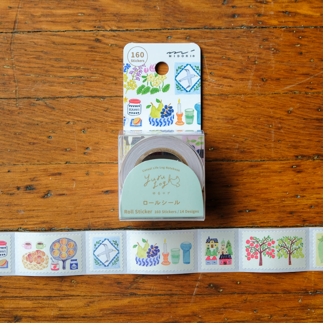 Midori Yuru Log Sticker Roll - Stamps