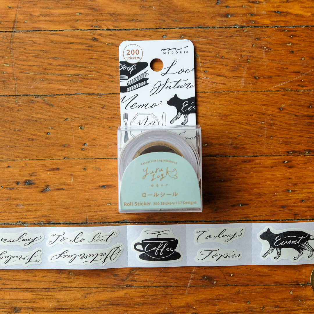 Midori Yuru Log Sticker Roll - Calligraphy
