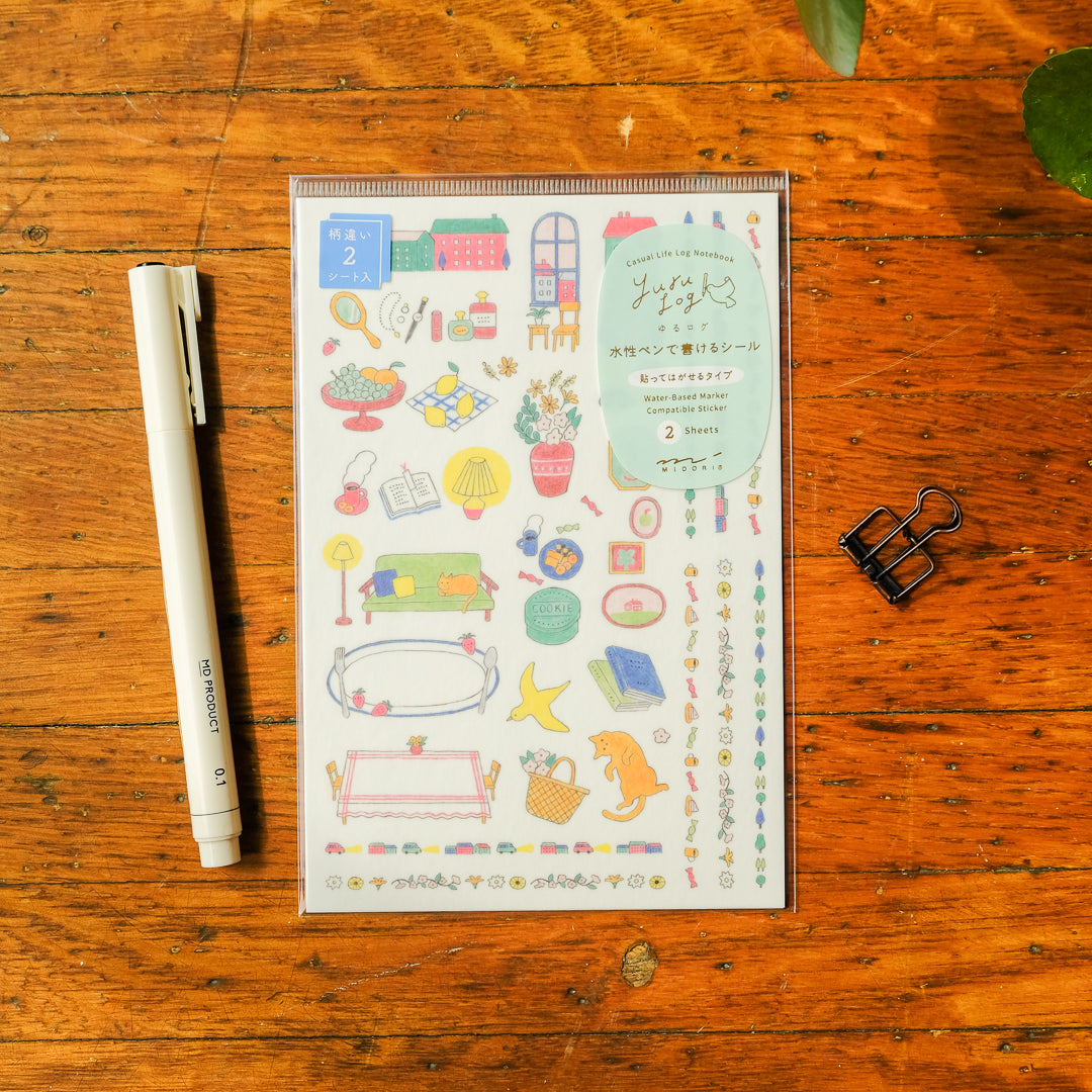 Midori Sticker 2 Sheets Yuru Log - Daily Life
