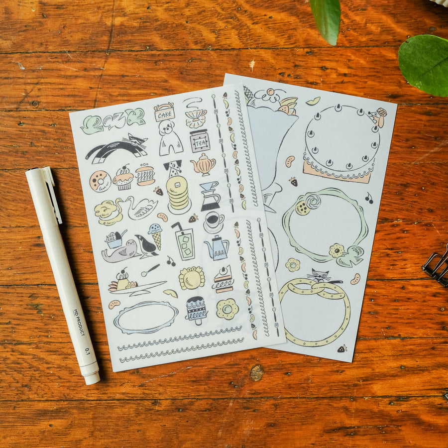 Midori Sticker 2 Sheets Yuru Log - Sweets & Animals