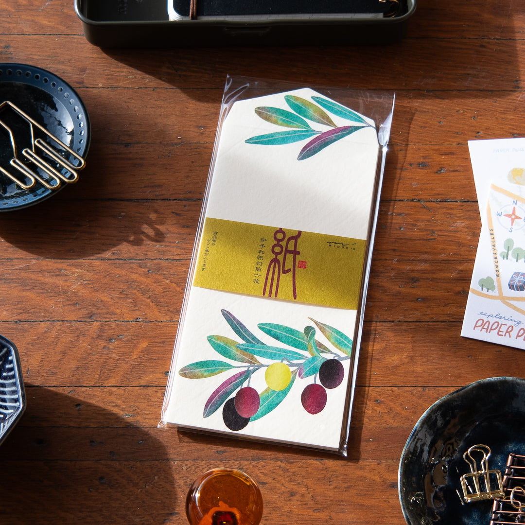 Midori Envelope - 180 Foil-Stamping Olive