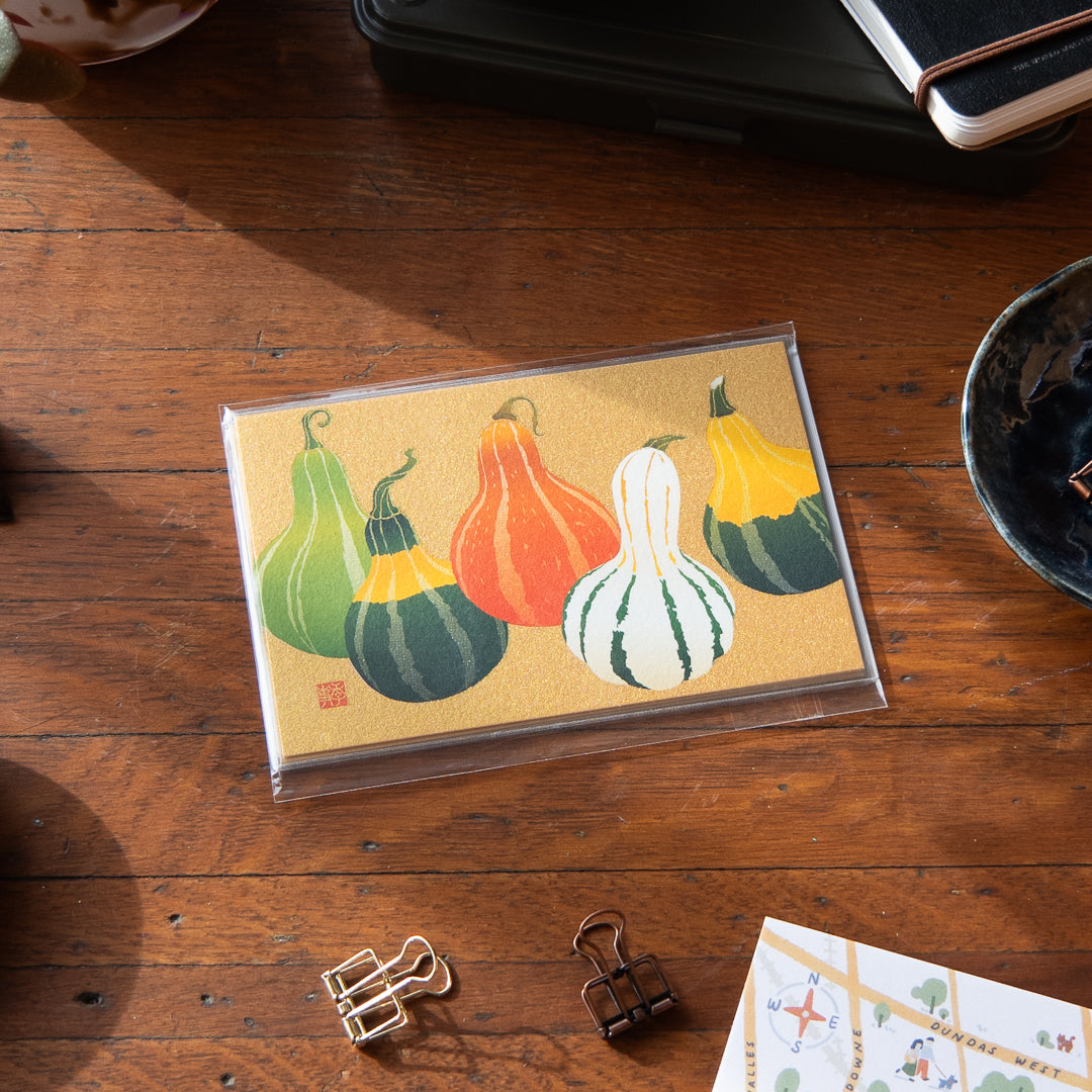 Midori Autum Postcard - Decorative Gourds 007