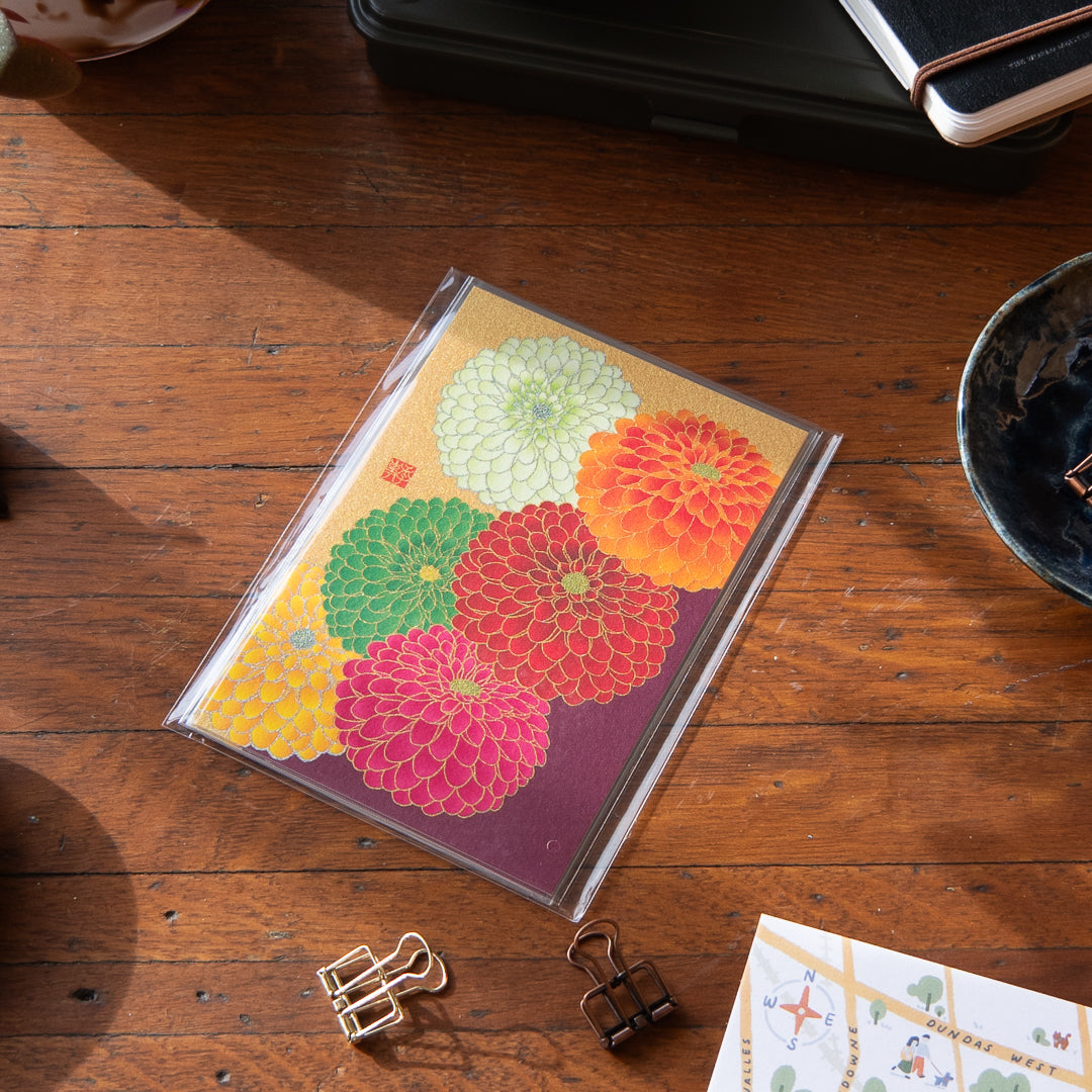 Midori Autum Postcard - Pompom Chrysanthemum 005