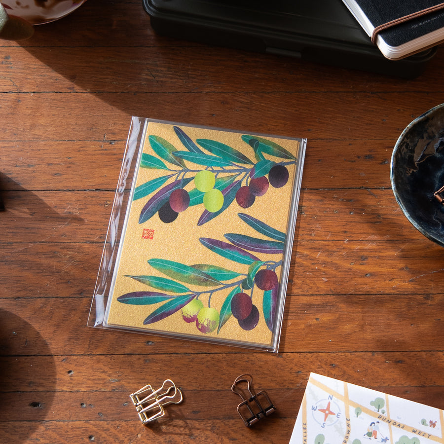 Midori Autum Postcard - Olive 002