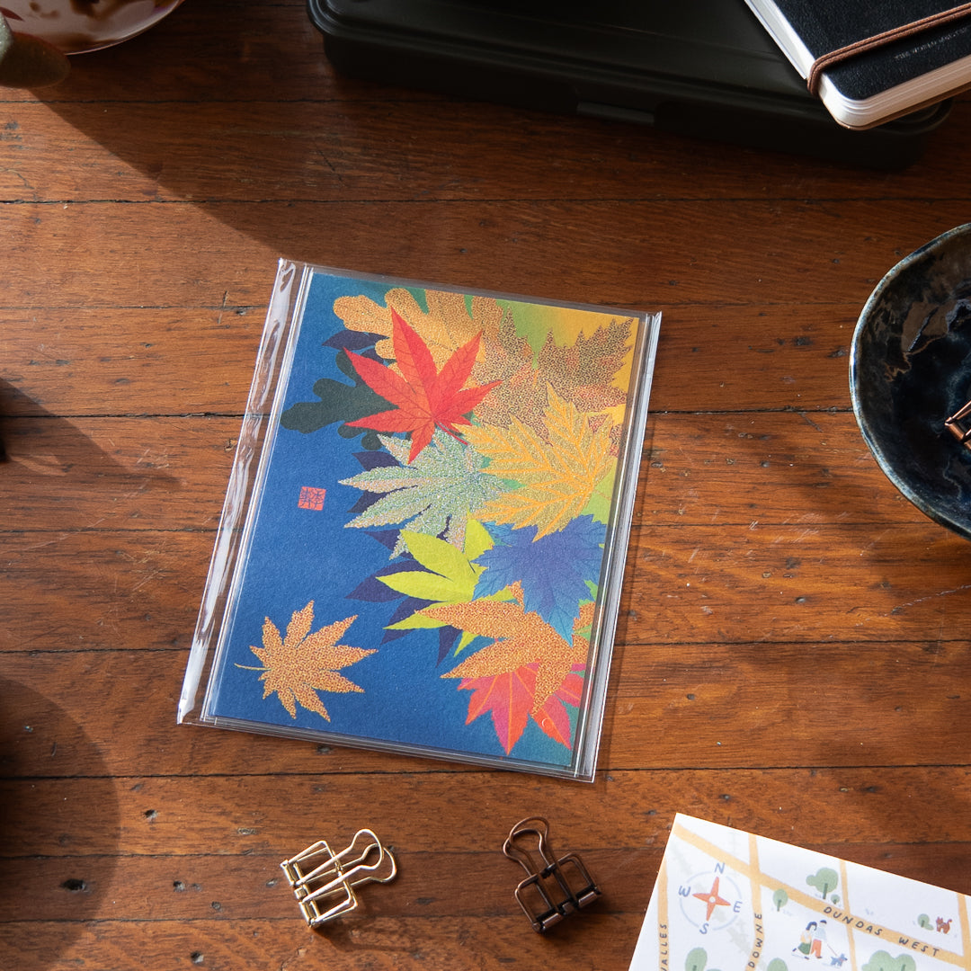 Midori Autum Postcard - Fallen Leaves 003