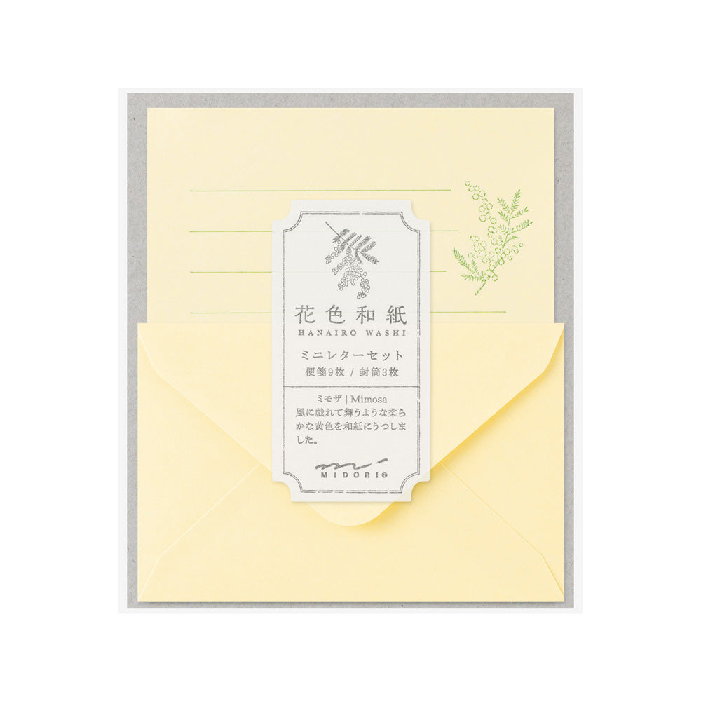 Midori Mini Letter Set - Hanairo Washi Yellow Mimosa