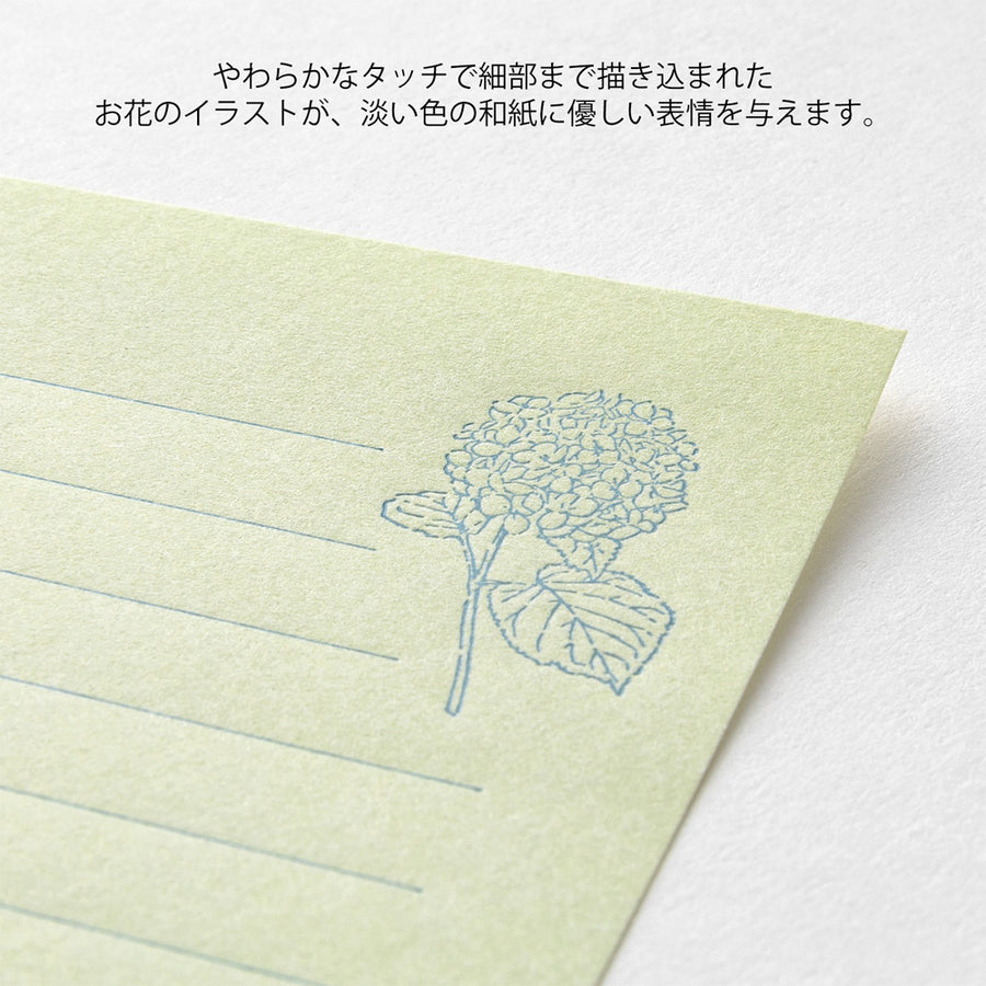 Midori Mini Letter Set - Hanairo Washi Green Annabelle