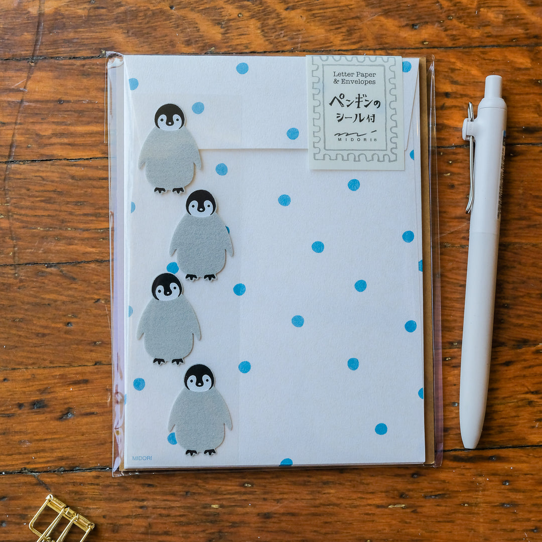 Midori Letter Set with Stickers - 946 Penguin A