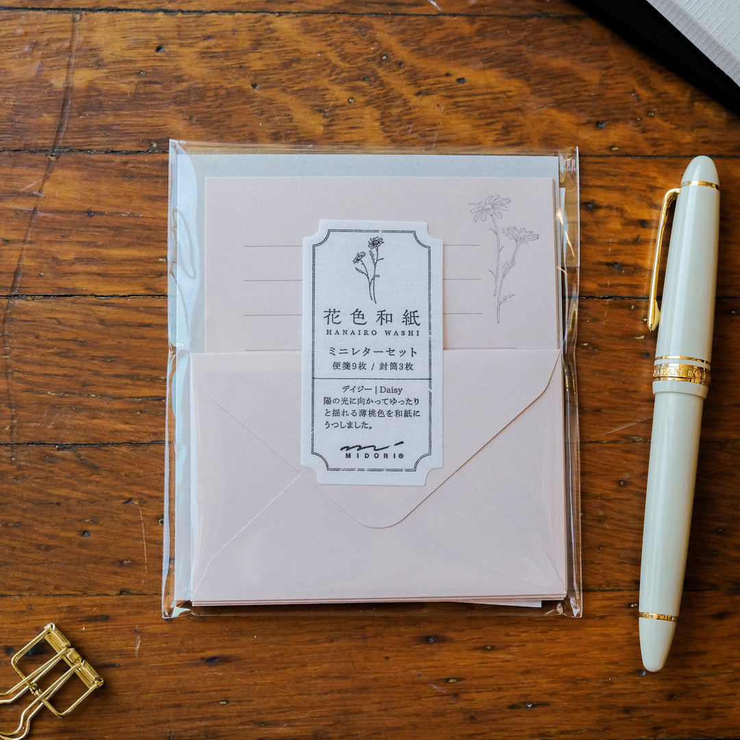 Midori Mini Letter Set - Hanairo Washi Pink Daisy