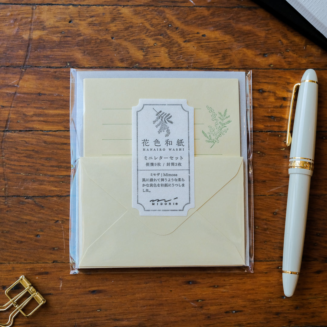 Midori Mini Letter Set - Hanairo Washi Yellow Mimosa