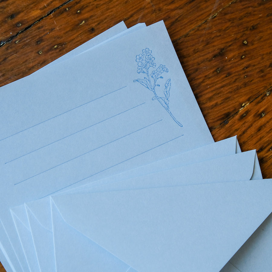 Midori Mini Letter Set - Hanairo Washi Blue Forget-Me-Not