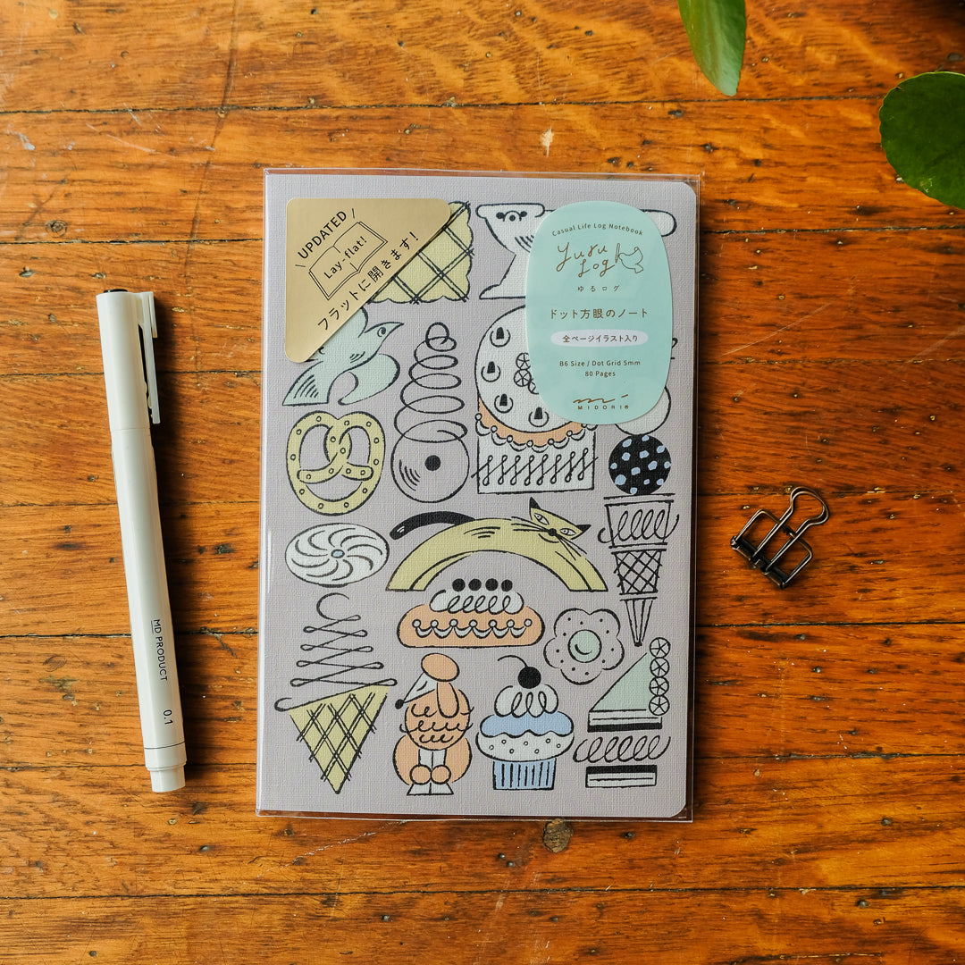Midori Yuru Log B6 Notebook - Sweets & Animals
