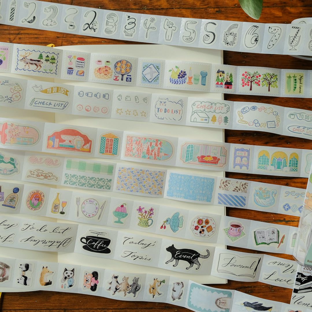 Midori Yuru Log Sticker Roll - Calligraphy