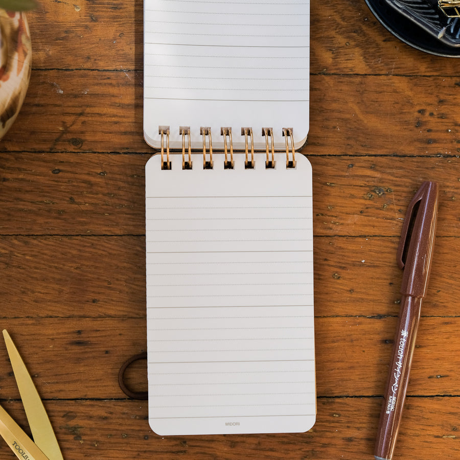 Midori Grain Spiral Ring Reporter Style Notepad in Brown