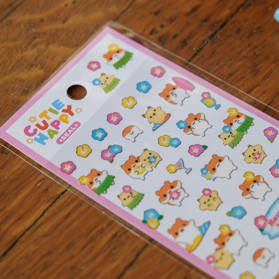 Mind Wave Cutie Happy Seal Sticker Sheet - 82754 Hawaiian Hamster