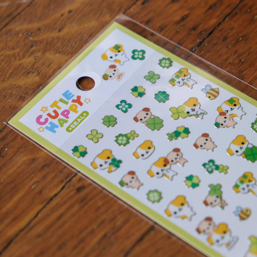 Mind Wave Cutie Happy Seal Sticker Sheet - 82756 Clover Puppy