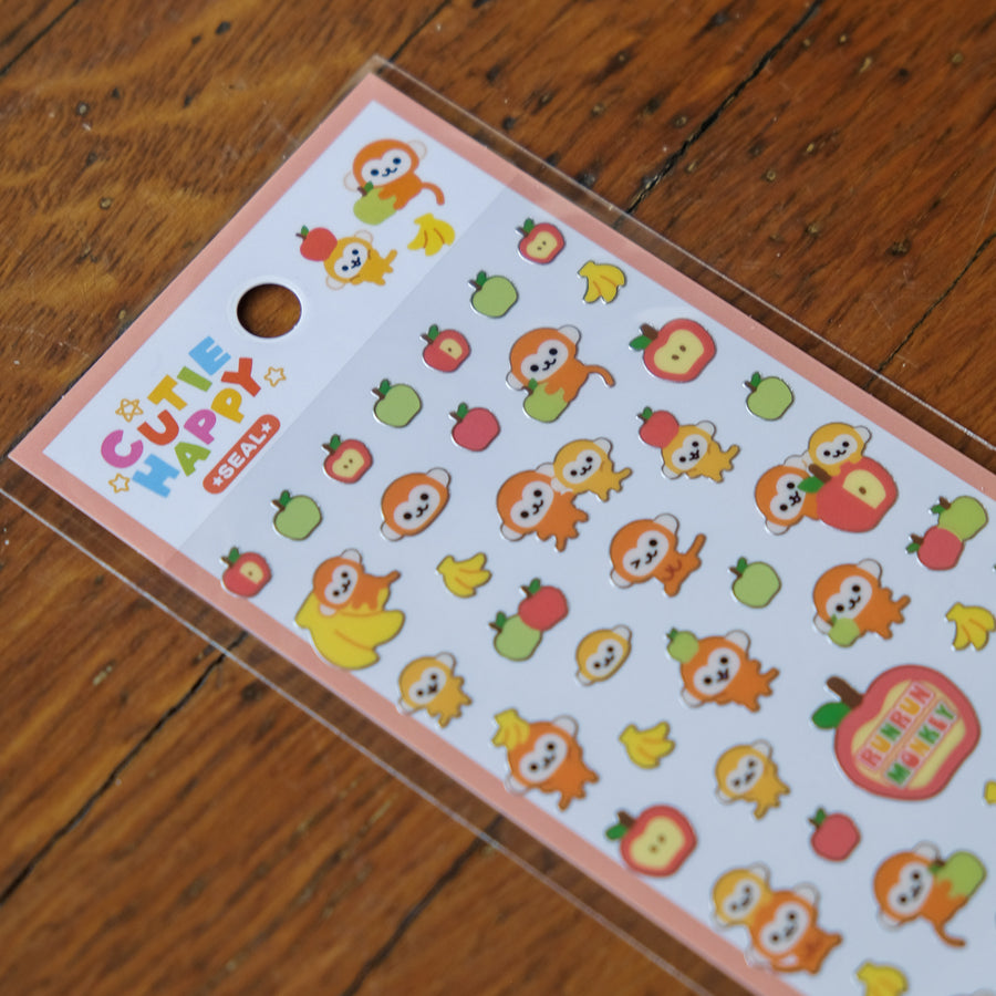Mind Wave Cutie Happy Seal Sticker Sheet - 82758 Run Run Monkey