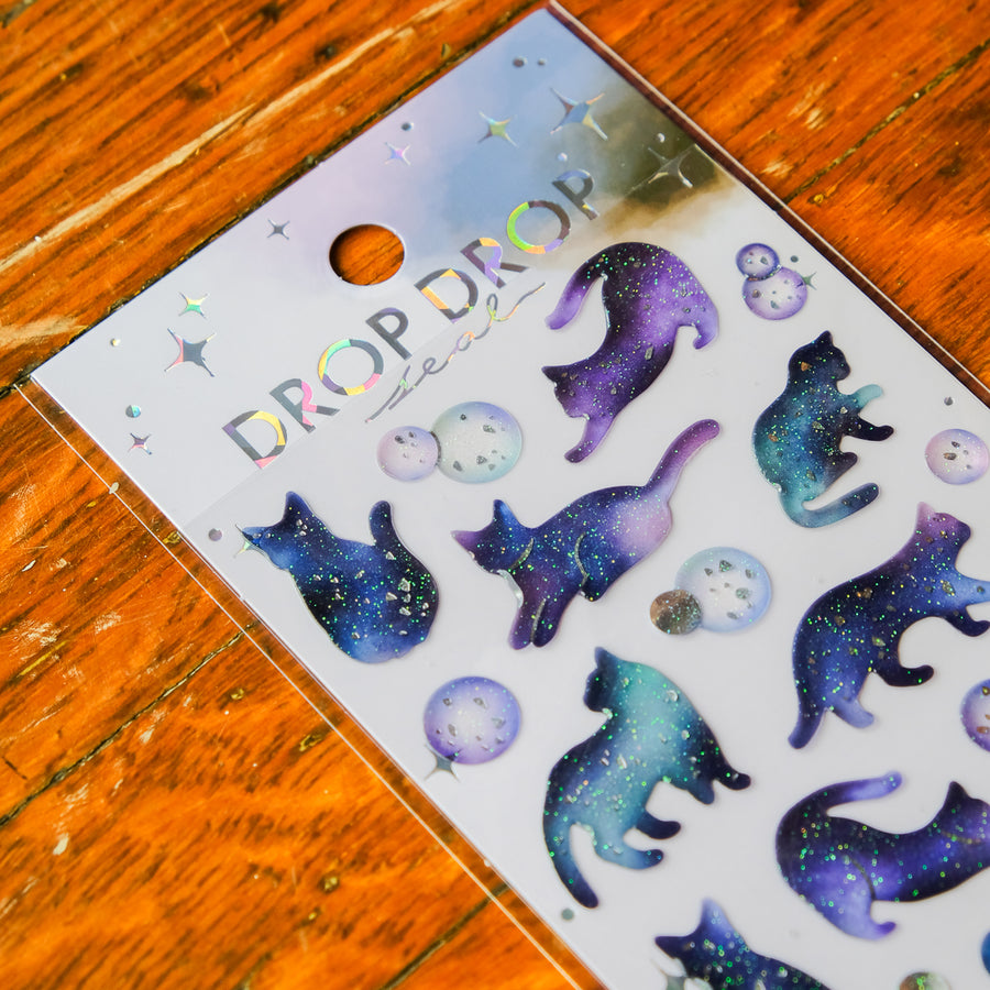 Mind Wave Drop Drop Seal Sticker Sheet - Nighttime Cat 82631