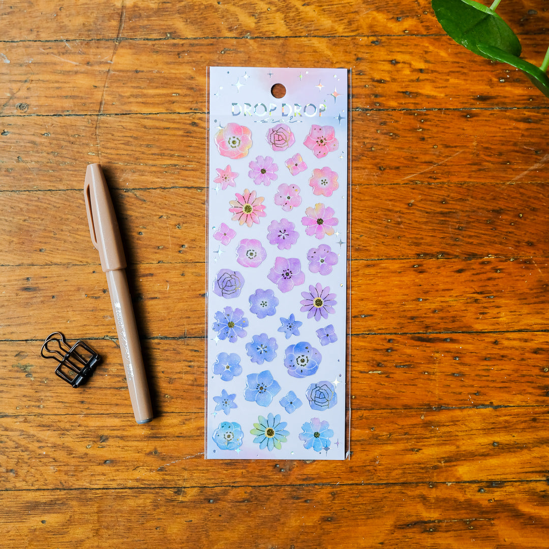 Mind Wave Drop Drop Seal Sticker Sheet - Flowers 82628