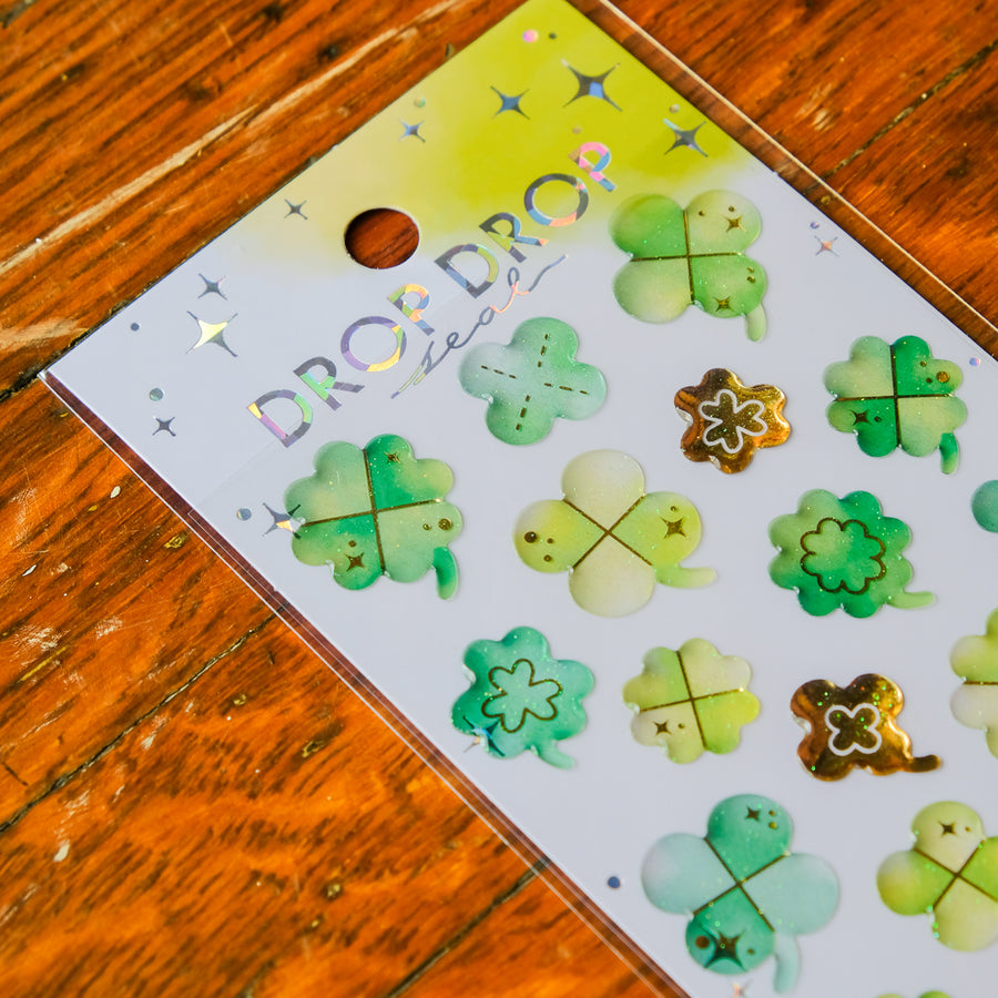 Mind Wave Drop Drop Seal Sticker Sheet - Four-Leaf Clovers 82629