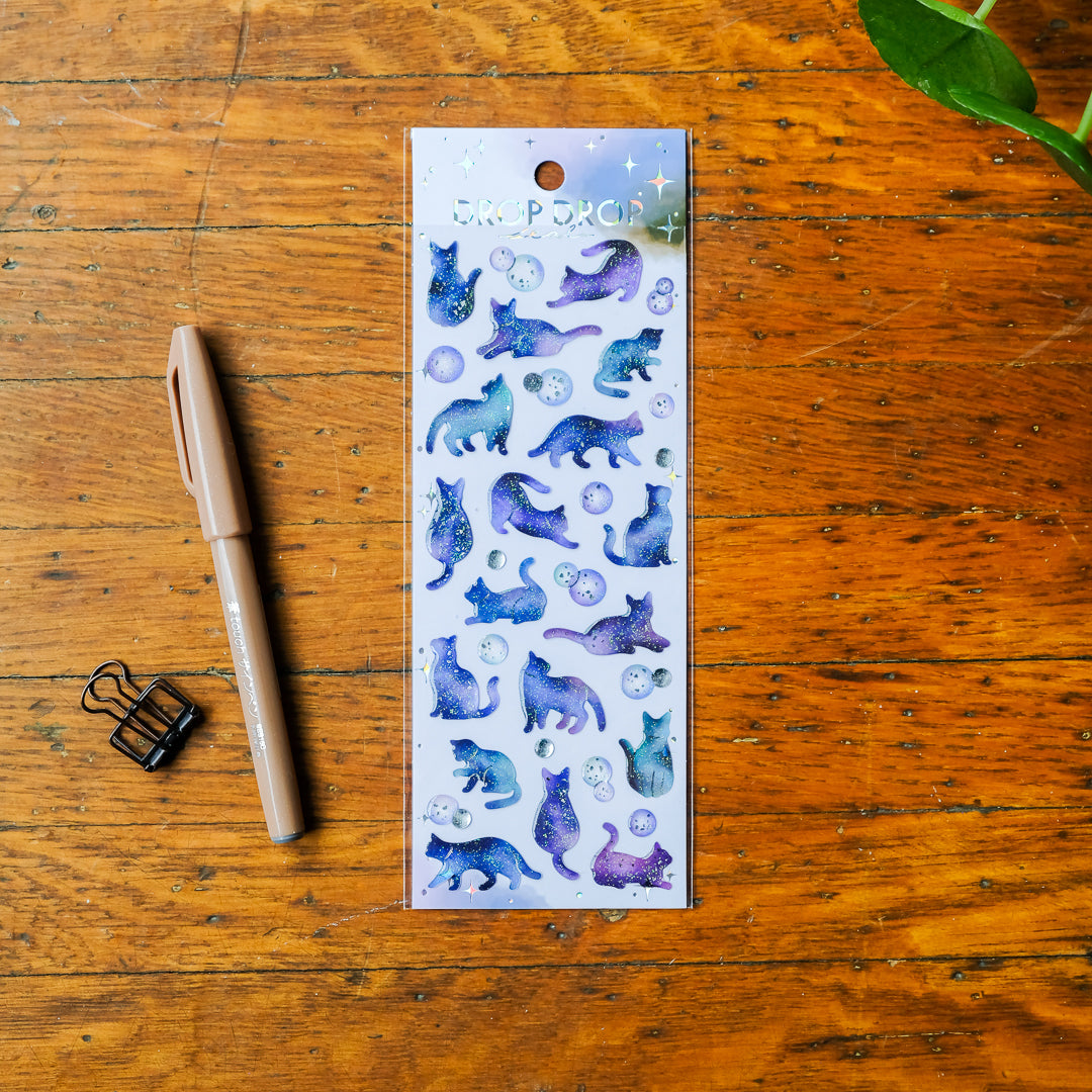Mind Wave Drop Drop Seal Sticker Sheet - Nighttime Cat 82631