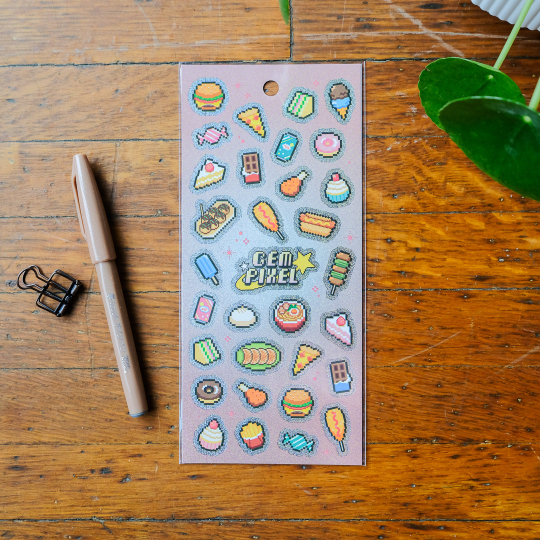 Mind Wave Gem Pixel Holographic Sticker Sheet - Junk Food 82843
