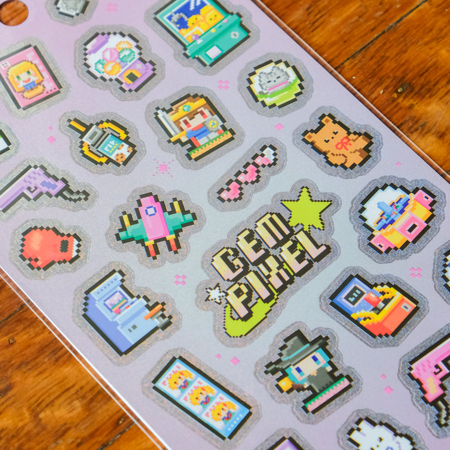 Mind Wave Gem Pixel Holographic Sticker Sheet - Game Centre 82848