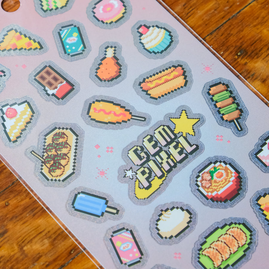 Mind Wave Gem Pixel Holographic Sticker Sheet - Junk Food 82843