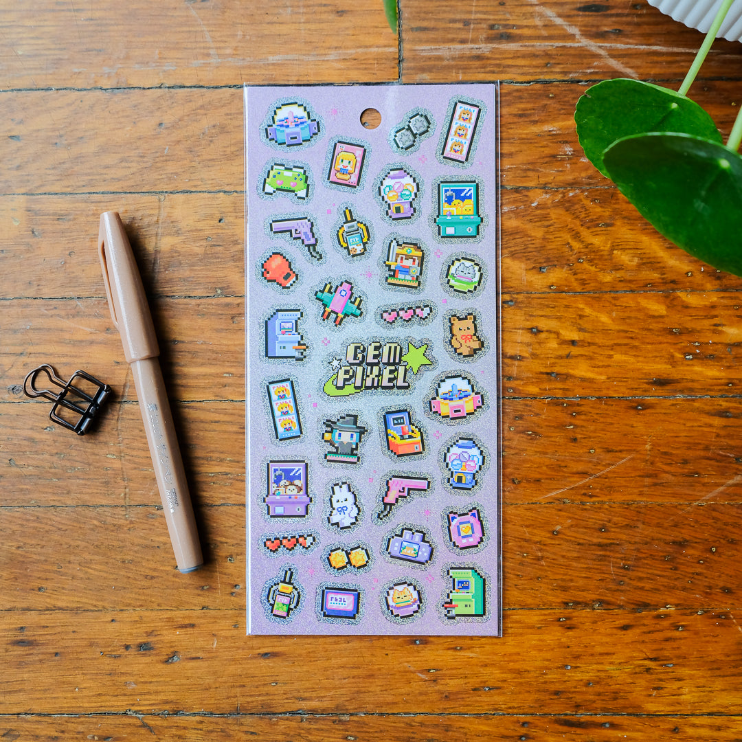 Mind Wave Gem Pixel Holographic Sticker Sheet - Game Centre 82848