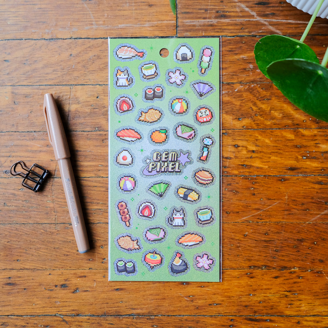 Mind Wave Gem Pixel Holographic Sticker Sheet - Japan 82847