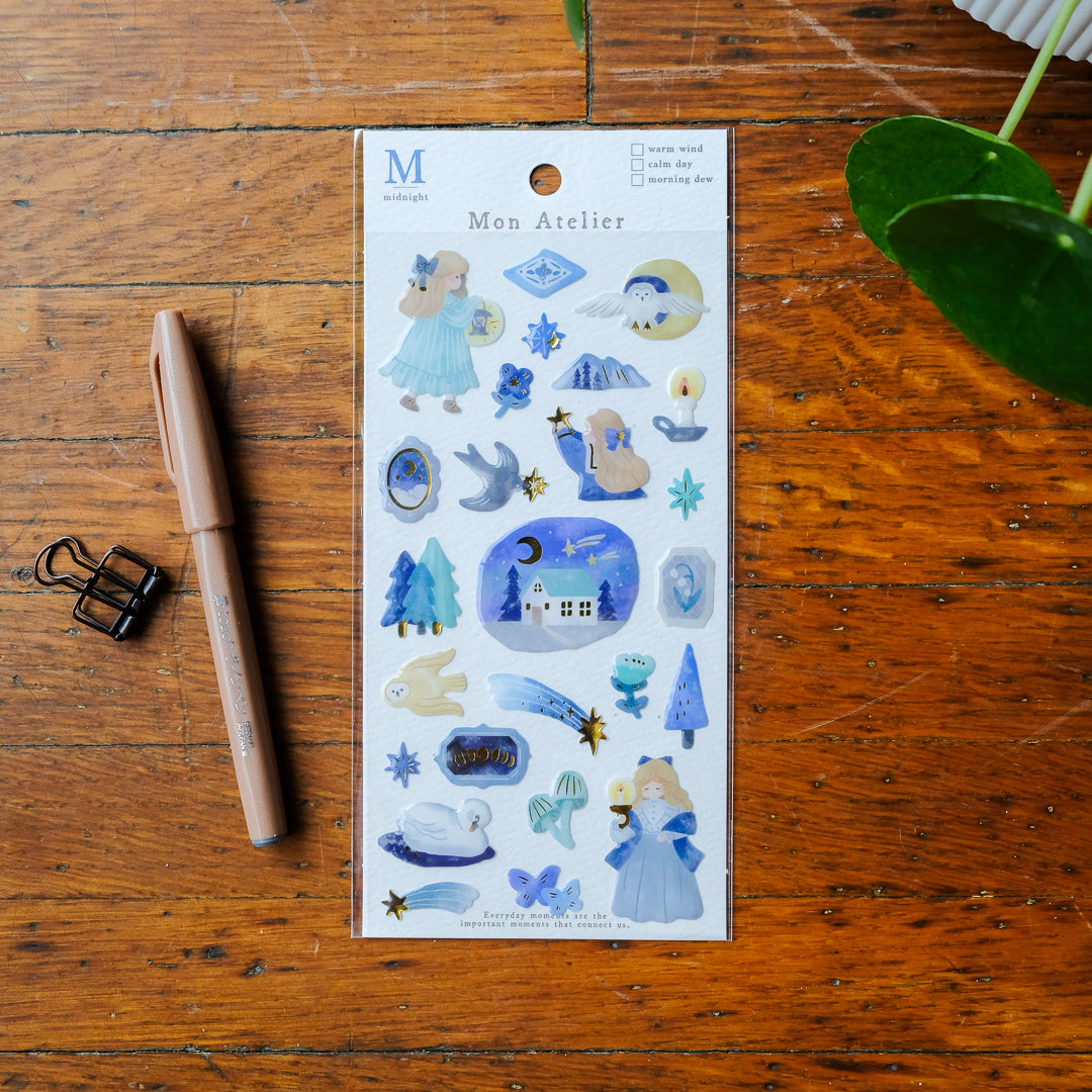 Mind Wave Mon Atelier Raised Stickers Sheet - 82782 Midnight