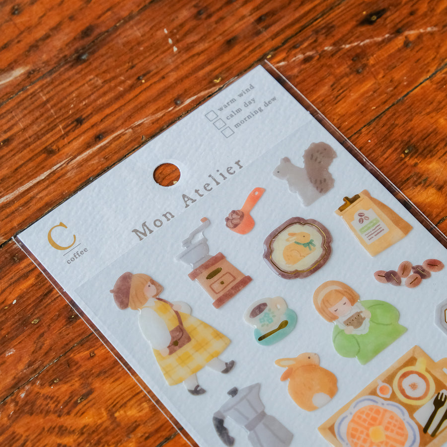 Mind Wave Mon Atelier Raised Stickers Sheet - 82785 Coffee