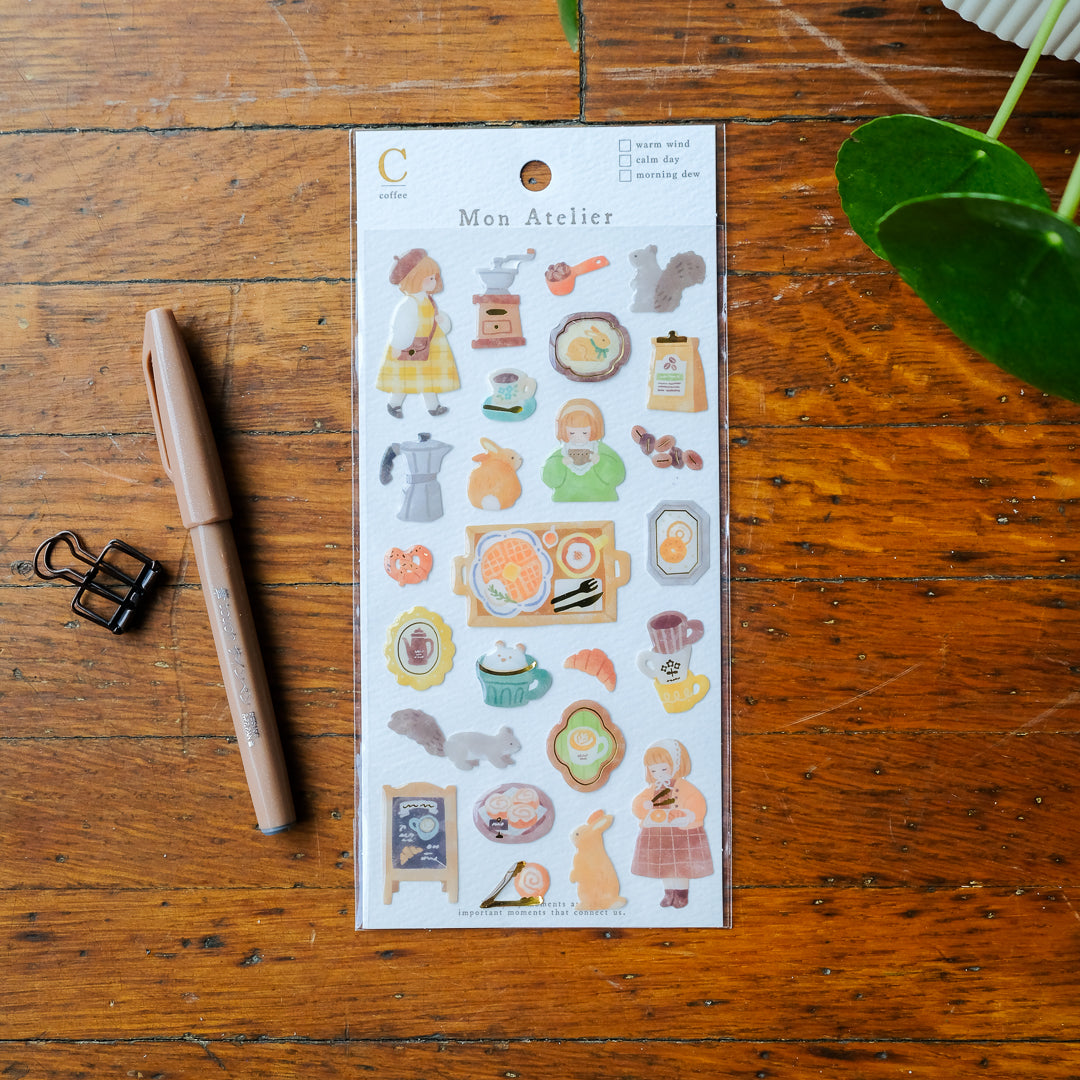 Mind Wave Mon Atelier Raised Stickers Sheet - 82785 Coffee