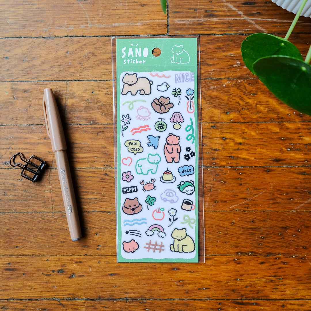 Mind Wave Sano Sticker Sheet - Bear 82565
