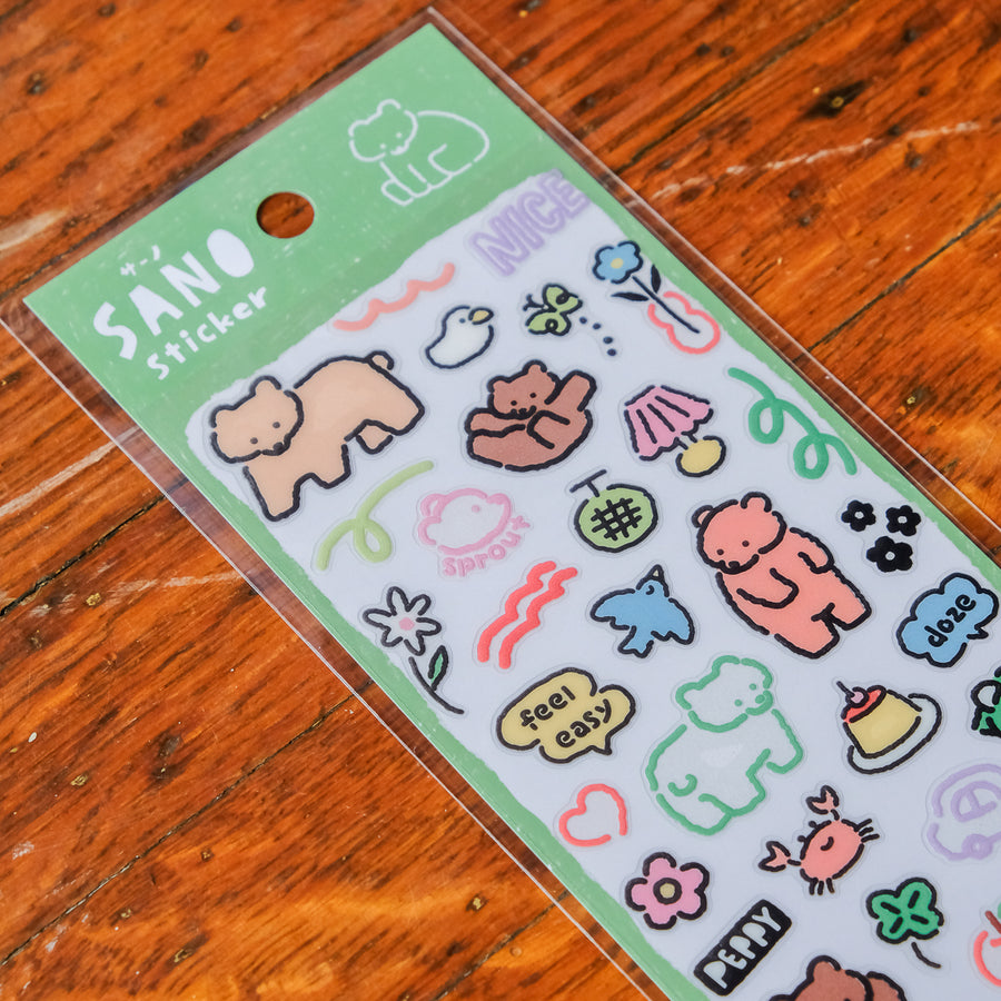 Mind Wave Sano Sticker Sheet - Bear 82565