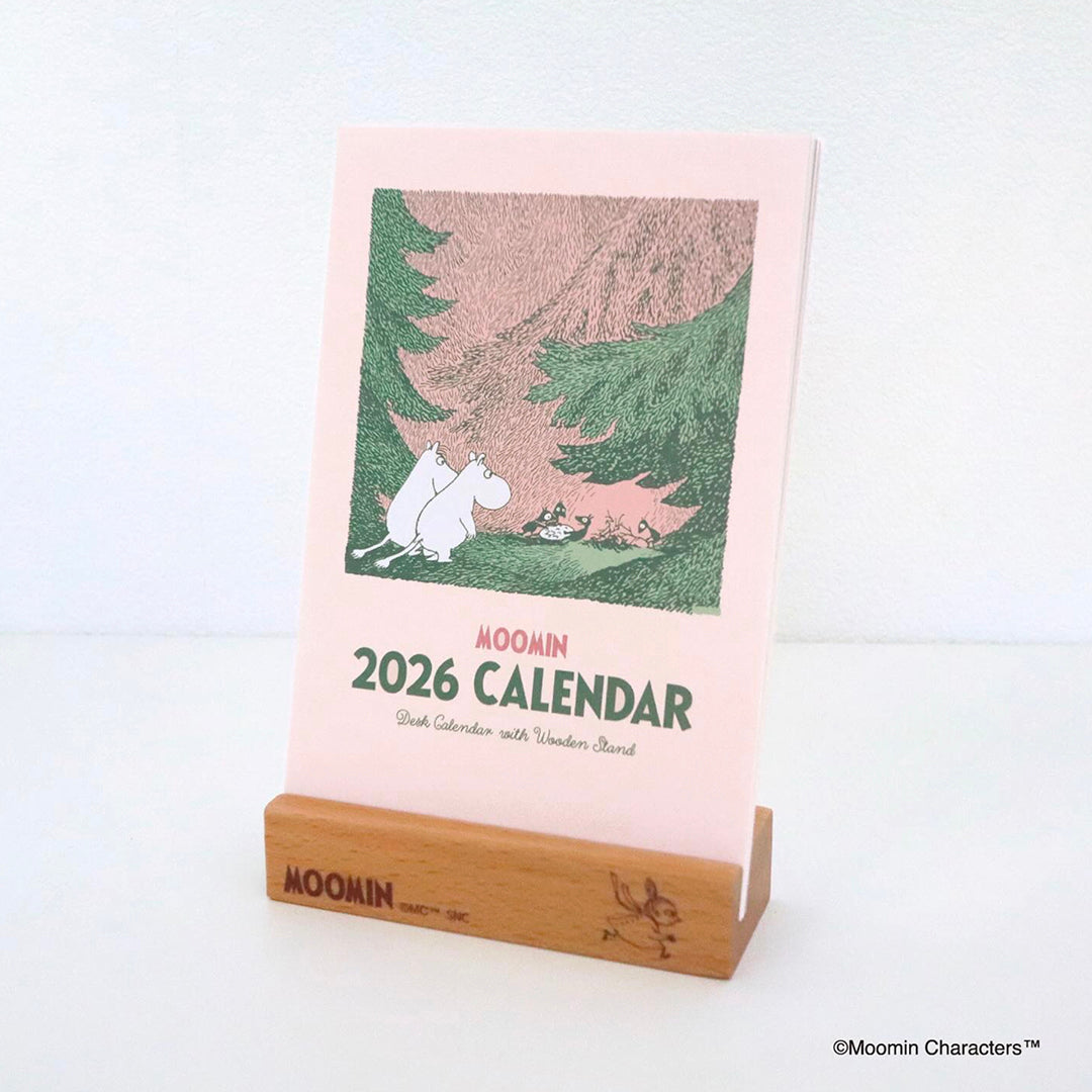 2026 Moomin Monthly Desk Calendar with Wood Stand NK-4330